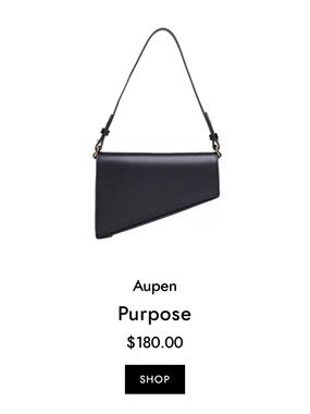Aupen Purpose Black Leather Shoulder Bag